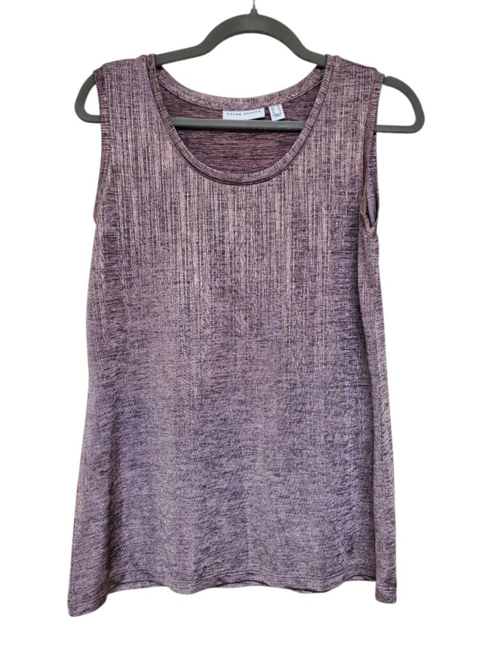 Susan Graver Women's Light Mauve Spacedye Metallic Sleeveless Tank Top Size XS